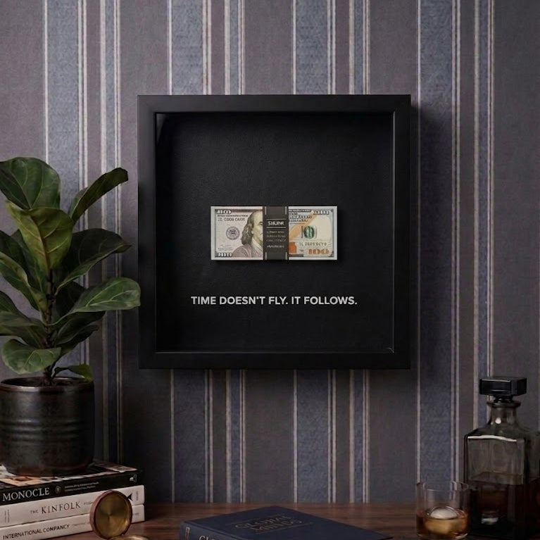 "Time Doesn't Fly. It Follows" Old Money Frame For Decor