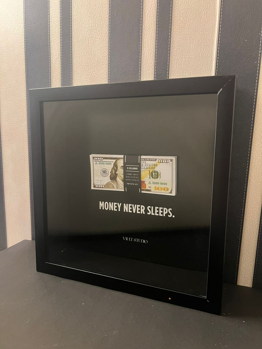 "MONEY NEVER SLEEPS" Old Money Frame For Decor